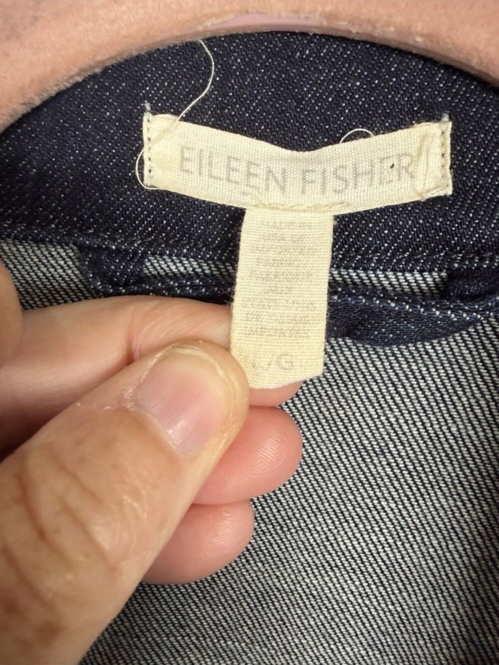 Eileen Fisher Womens Indigo Organic Cotton Denim Jean Jacket Dark Wash Large - Picture 5 of 9